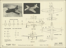 (Cold War) Fury FJ-1 Working Drawing of a 1/72nd Scale Model