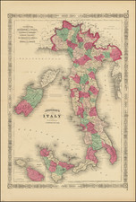 Italy Map By Alvin Jewett Johnson  &  Benjamin P Ward