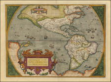 Western Hemisphere, North America and South America Map By Abraham Ortelius