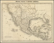 Texas, Southwest, Rocky Mountains, Mexico and California Map By Abbe Jean Jacques Barthelemy