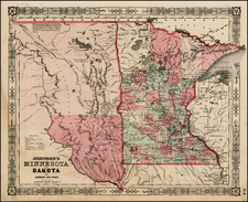 Midwest and Plains Map By Benjamin P Ward  &  Alvin Jewett Johnson