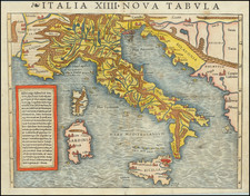 [ Modern Italy ]  Italia XIIII Nova Tabula  (First state!)  By Sebastian Munster