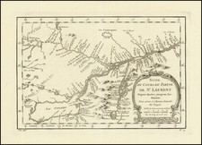 (Lake Ontario, Lake Champlain, and the Saint Lawrence) Suite Du Cours Du Fleuve De St. Laurent Depuis Quebec jusqu au Lac Ontario . . . By Jacques Nicolas Bellin