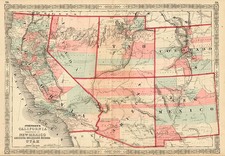 Southwest, Rocky Mountains and California Map By Benjamin P Ward  &  Alvin Jewett Johnson