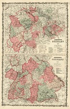 Europe and Germany Map By Benjamin P Ward  &  Alvin Jewett Johnson