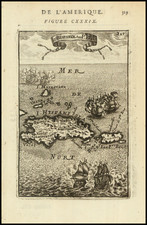 Hispaniola and Puerto Rico Map By Alain Manesson Mallet