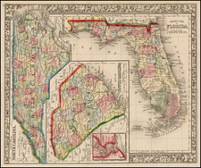 Florida Map By Samuel Augustus Mitchell Jr.