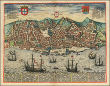 Portugal Map By Georg Braun / Frans Hogenberg