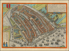 Netherlands and Amsterdam Map By Georg Braun  &  Frans Hogenberg