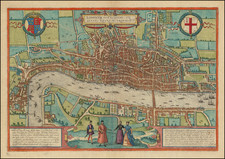 London Map By Georg Braun  &  Frans Hogenberg