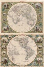 World, World, Eastern Hemisphere, Western Hemisphere, South America and America Map By John Tallis