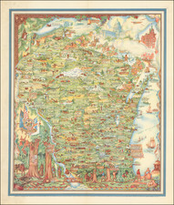 Wisconsin and Pictorial Maps Map By Nina S. Bahlman