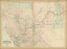 Nevada and California Map By Asher  &  Adams