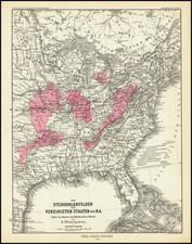 United States and Geological Map By Augustus Herman Petermann / Justus Perthes