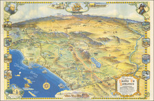 Pictorial Maps, California, Los Angeles and San Diego Map By Claude Putnam / Karl F. Brown