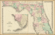 Florida Map By G.W.  & C.B. Colton