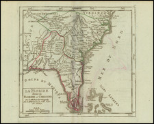 La Floride divisee en Floride et Caroline . . . 1749 By Gilles Robert de Vaugondy