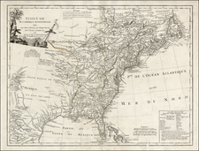 United States and Canada Map By Charles Francois Delamarche