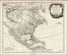 North America Map By Gilles Robert de Vaugondy