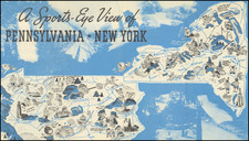 New York State, Pennsylvania and Pictorial Maps Map By Greyhound Company