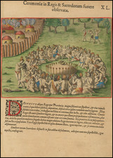 [ Death of a Florida Indian Chief ]    Ceremoniae in Regis & Sacerdotum funere observatae. XL. By Theodor De Bry