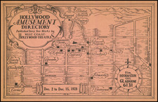 Pictorial Maps and Los Angeles Map By West Coat Hollywood Theatres Art Dept.