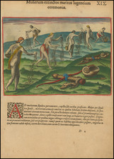 Florida, Portraits & People and Native American & Indigenous Map By Theodor De Bry