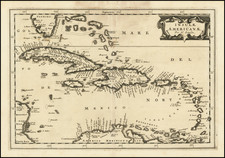 Caribbean Map By Nicolas Sanson / Adam Friedrich Zurner