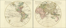 World, Eastern Hemisphere and Western Hemisphere Map By Johannes Covens  &  Pierre Mortier