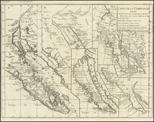 [The 5 Californias]  Carte de la Californie Suivant 1. La Carte manuscrite de l'Amerique de Mathieu Neron Pecci olen dressee a Florence en 1604, 2. Sanson 1656 . . . By Denis Diderot / Didier Robert de Vaugondy