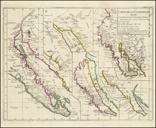 [The 5 Californias]  Carte de la Californie Suivant 1. La Carte manuscrite de l'Amerique de Mathieu Neron Pecci olen dressee a Florence en 1604, 2. Sanson 1656 . . . By Denis Diderot / Didier Robert de Vaugondy