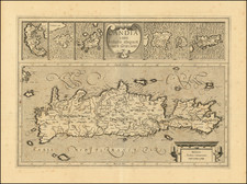 Candia cum Insulis aliquot circa Graeciam [Insets of Corfu, Zante, Milo, Nicsia, Santorini and Scarpanto  By Gerard Mercator