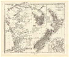 Australia and New Zealand Map By Adolf Stieler