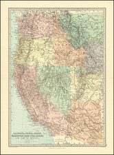 Southwest, Arizona, Utah, Nevada, Rocky Mountains, Idaho, Montana, Utah, Oregon, Washington and California Map By George Philip & Son / J. Bartholomew