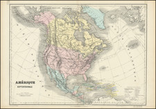 [ Trans-Atlantic Cable ]    Amerique Septentrionale avec l'indication des Principaux Courants marins d'Amerique en Europe