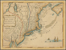 New England, Maine, Massachusetts, New York State, Mid-Atlantic and New Jersey Map By Herman Moll