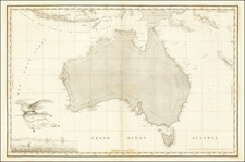 (Australia) Carte Generale de la Nouvelle Hollande dressee par M L Freycinet Commandant La Goelette, Le Casuarina an 1808 By Louis Claude Desaulses de Freycinet