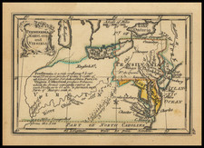 [ Middle British Colonies Map ]  Pensilvania Maryland and Virginia 