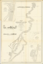 [ Gold Rush Era Sacramento ]  Chart of the Sacramento River From Suisun City to the American River California . . . 1850 By Cadwalader Ringgold