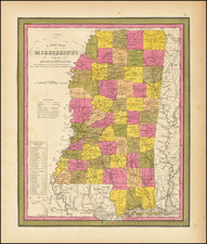 Mississippi Map By Samuel Augustus Mitchell