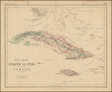Island of Cuba (Spanish) and Jamaica (British)  [also South Florida, Bahamas and Cayman Islands] By Henry Darwin Rogers  &  Alexander Keith Johnston