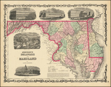 Washington, D.C., Maryland and Delaware Map By Alvin Jewett Johnson  &  Ross C. Browning