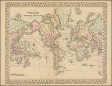 Map of the World on The Mercator Projection, Exhibiting the American Continent As Its Centre By Samuel Augustus Mitchell Jr.