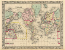 World Map By Samuel Augustus Mitchell Jr.