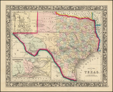 Texas Map By Samuel Augustus Mitchell Jr.