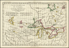 [ Great Lakes - Upper Midwest -- Western Canada ]    Partie Occidentale Du Canada, contenant les cinq Grands Lacs, avec Pays Circonvoisons By Rigobert Bonne