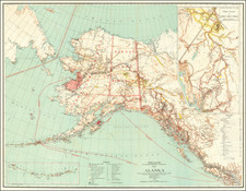 [ Highlighting Routes To The Gold Regions ]   Map of Alaska Compiled from the official Records of the General Land Office, U.S. Coast and Geodetic Survey and other sources . . .  1898