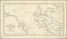 Carte de la Partie Interieure de L'Amerique Septentrionale Ou est Demontree la tres grande Probabilite d'une Navigation Interieure Depuis La  Baye D'Hudson Jusqu'a la Cote Nord-Ouest.