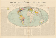 Mapa Geologico Del Globo (Proyeccion Homalografica)  By Jose Pilar Morales