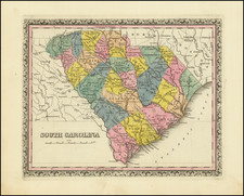 South Carolina Map By Tanner's Geographical Establishment